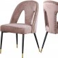 Akoya Dining Chair 794 Set of 2 Pink Velvet Fabric by Meridian