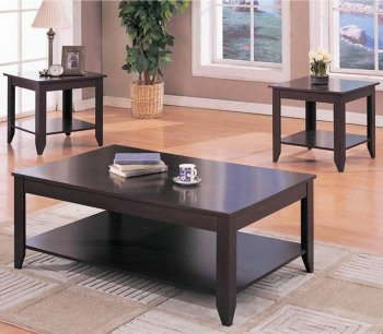 Cappuccino Finish Modern 3Pc Coffee Table Set w/Shelves [CRCT-700285]