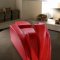 Red Full Leather Ultra Modern Chaise Lounger w/Ottoman