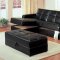 Black Vinyl Modern Small Sectional Sofa w/Storage And Ottoman