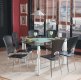 Triangle Glass Top Modern Dining Table w/Optional Black Chairs