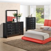 8272 Red Linda Black 5Pc Bedroom Set by Global w/Options