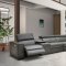 Picasso Power Motion Sectional Sofa in Dark Grey Leather by J&M