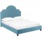 Primrose Upholstered Platform Queen Bed in Sea Blue Velvet by Mo