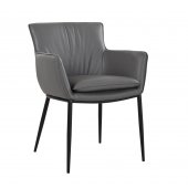 Kani Dining Armchair Set of 2 in Charcoal Gray Leather by J&M