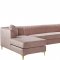 Graham Sectional Sofa 661 in Pink Velvet Fabric by Meridian