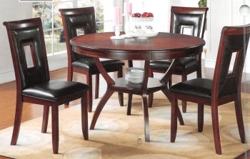 71600 Oswell 5Pc Dining Set in Cherry by Acme w/Black PU Chairs [AMDS-71600-71603 Oswell]