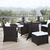 Artesia 5Pc Outdoor Patio Dining Set in Brown/White by Modway