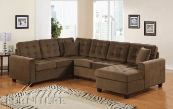 Brown Ultra Plush Fabric Modern Sectional Sofa [AMSS-50180-Aspen]