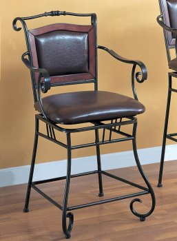 100160 21" Swivel Bar Stool Set of 2 in Brown by Coaster [CRBA-100160]