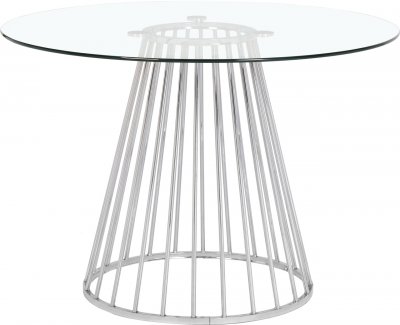 Gio Dining Table 752 w/ Clear Glass Top & Chrome Metal Base