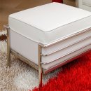 Le Corbusier Style Ottoman in White Leather