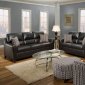 Chocolate Bonded Leather Modern Sofa & Loveseat Set w/Wood Legs