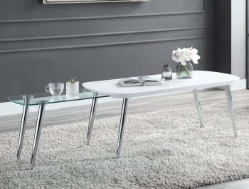 Patina Coffee Table LV00363 in White & Chrome by Acme [AMCT-LV00363 Patina]