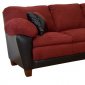 Burgundy Fabric & Black Bicast Modern Sectional Sofa