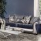 Katarina Sofa SM6418 in Navy/Silver Chenille & Leatherette w/Opt