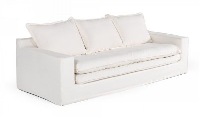 Academy Sofa in White Fabric by VIG