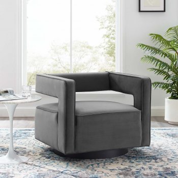 Booth Swivel Accent Chair in Gray Velvet by Modway [MWAC-3948 Booth Gray]