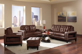 504431 Paige Sofa in Brown Bonded Leather by Coaster w/Options [CRS-504431 Paige]