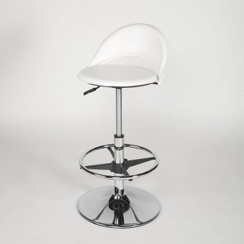 White Plastic Seat Set of 2 Swivel Barstools w/Chrome Base [CYBA-6126-White]