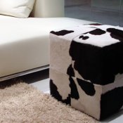 Cube-Shaped Pony Skin Modern Ottoman