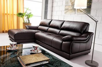 Espresso Bonded Leather Modern Elegant Sectional Sofa [VGSS-2912]