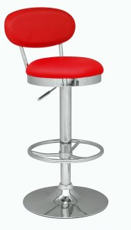 Red & Chrome Set of 2 Modern Barstool w/Adjustable Height