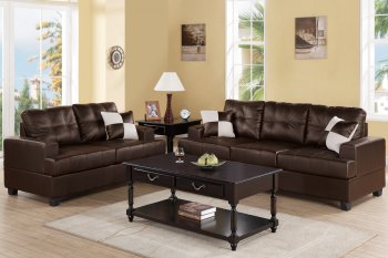 F7577 Sofa & Loveseat Set in Espresso Bonded Leather by Boss [PXS-F7577]