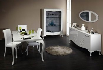 White Finish Modern Dining Table w/Optional Items [YADS-Rita]