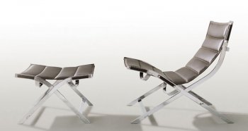 Black Leather Modern Leisure Chair w/Chrome Legs [BTCC-Victor]