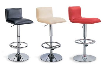 Black, Red or Beige Faux Leather Set of 2 Modern Bar Stools [AEBA-129BS]