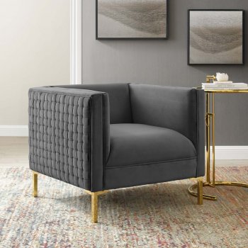 Resonate Accent Chair in Charcoal Velvet by Modway [MWAC-3916 Resonate Charcoal]