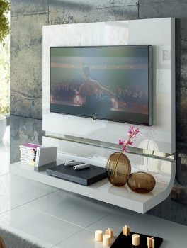 Granada TV Panel w/Shelf in White High Gloss by ESF [EFWU-Granada]