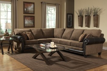 Chocolate Fabric Contemporary Sectional Sofa w/Rolled Arms [CHFSS-SD-6871-Lance]