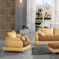 Two-Tone Camel & Brown Leather 4PC Sofa Set