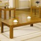 Oak Finish Modern 3Pc Coffee Table Set w/Parquet Tops