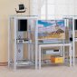 Cromed Silver Modern TV Stand W/Frosted Glass Shelves