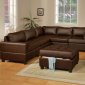 Walnut Bonded Leather 5Pc Modular Sectional Sofa w/Tufted Seats