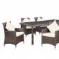 Vista 7Pc Outdoor Patio Dining Set by Modway in Chocolate/White