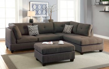 F6975 Sectional Sofa in Linen-Like Fabric by Boss w/ Ottoman [PXSS-F6975]