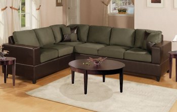 Sage Microfiber Contemporary Sectional Sofa w/Faux Leather Base [PXSS-F7636]