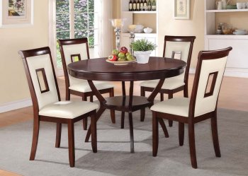 71600 Oswell 5Pc Dining Set in Cherry by Acme w/PU Chairs [AMDS-71600-71602 Oswell]