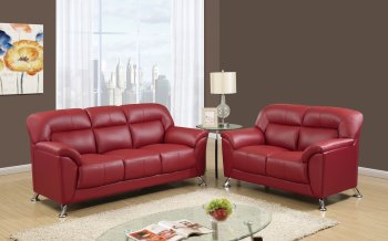 U9102 Sofa & Loveseat in Red PVC by Global w/Options [GFS-U9102-R]