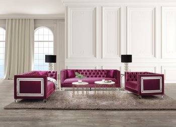 Heibero Sofa LV01400 in Burgundy Velvet by Acme w/Options [AMS-LV01400 Heibero]