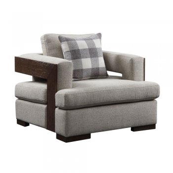 Niamey Chair 54852 in Beige Fabric & Cherry by Acme w/Options [AMAC-54852 Niamey]