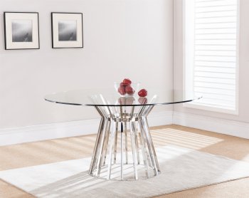 Olivia Round Dining Table in Metal & Glass by Whiteline Imports [WLDS-Olivia]