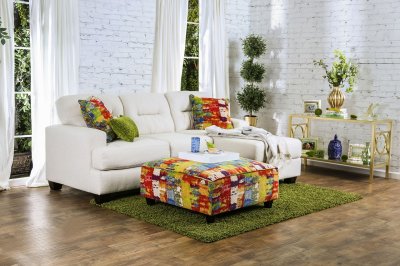 Pollock CM8230 Sectional Sofa in Ivory Fabric w/Optional Ottoman