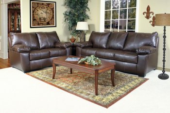 Mahogany Leather-Look Fabric Modern Sofa & Loveseat Set w/Option [CHFS-AC-184-16300 Aztec Mahogany]