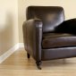 Espresso Brown Leather Upholstered Contemporary Club Chair