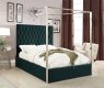 Porter Upholstered Bed in Green Velvet Fabric by Meridian